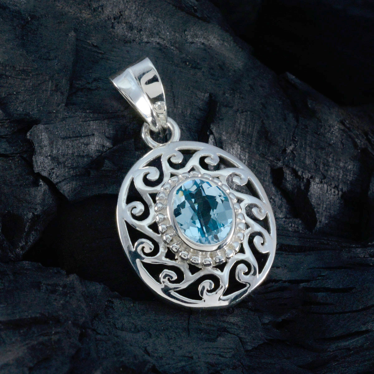 Ida Blue Filigree Whisper-thin Pendant