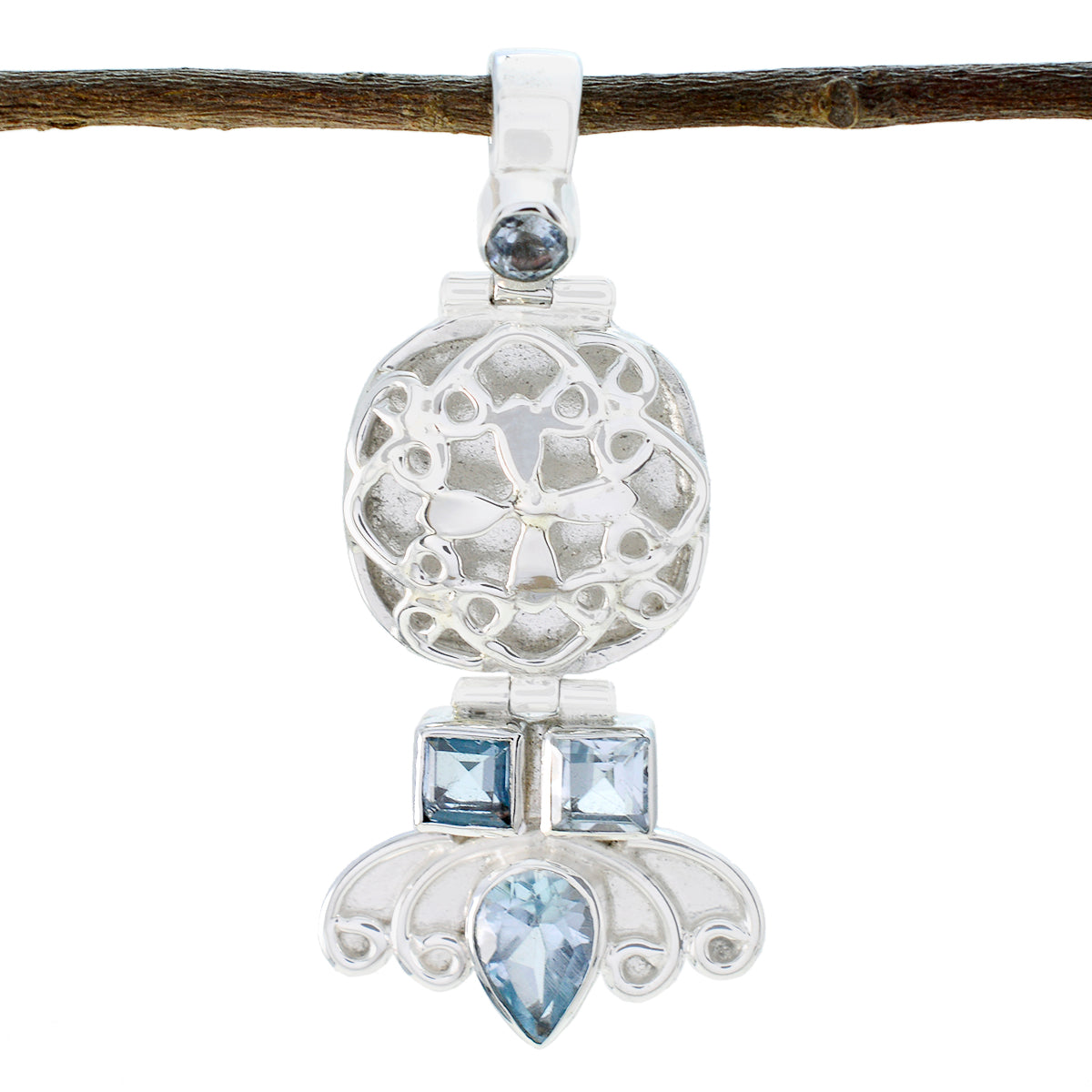 Bianca Blue Abstract Eye-catching Pendant Blue Topaz Blue Blue