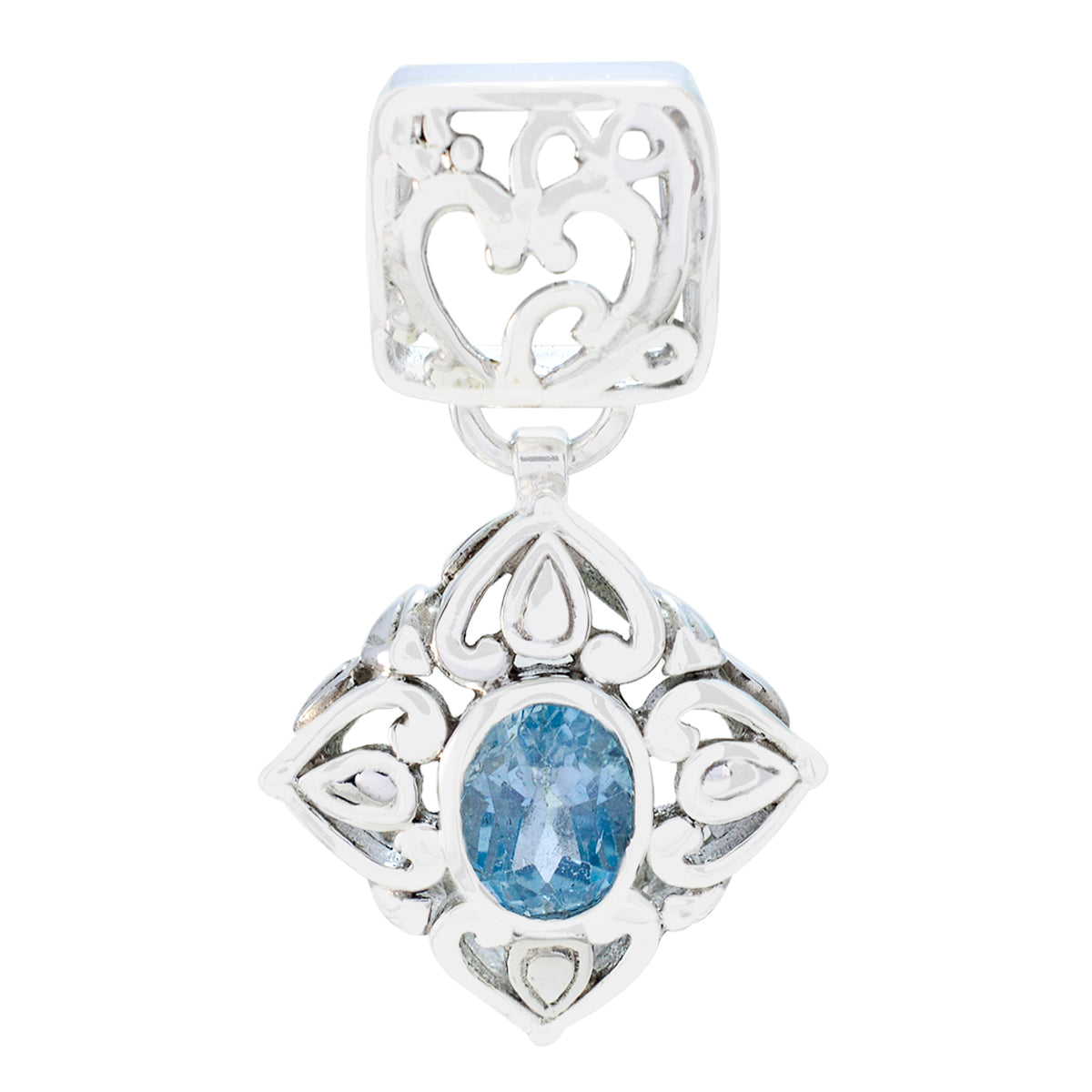 Sara Blue Filigree Minimal Pendant