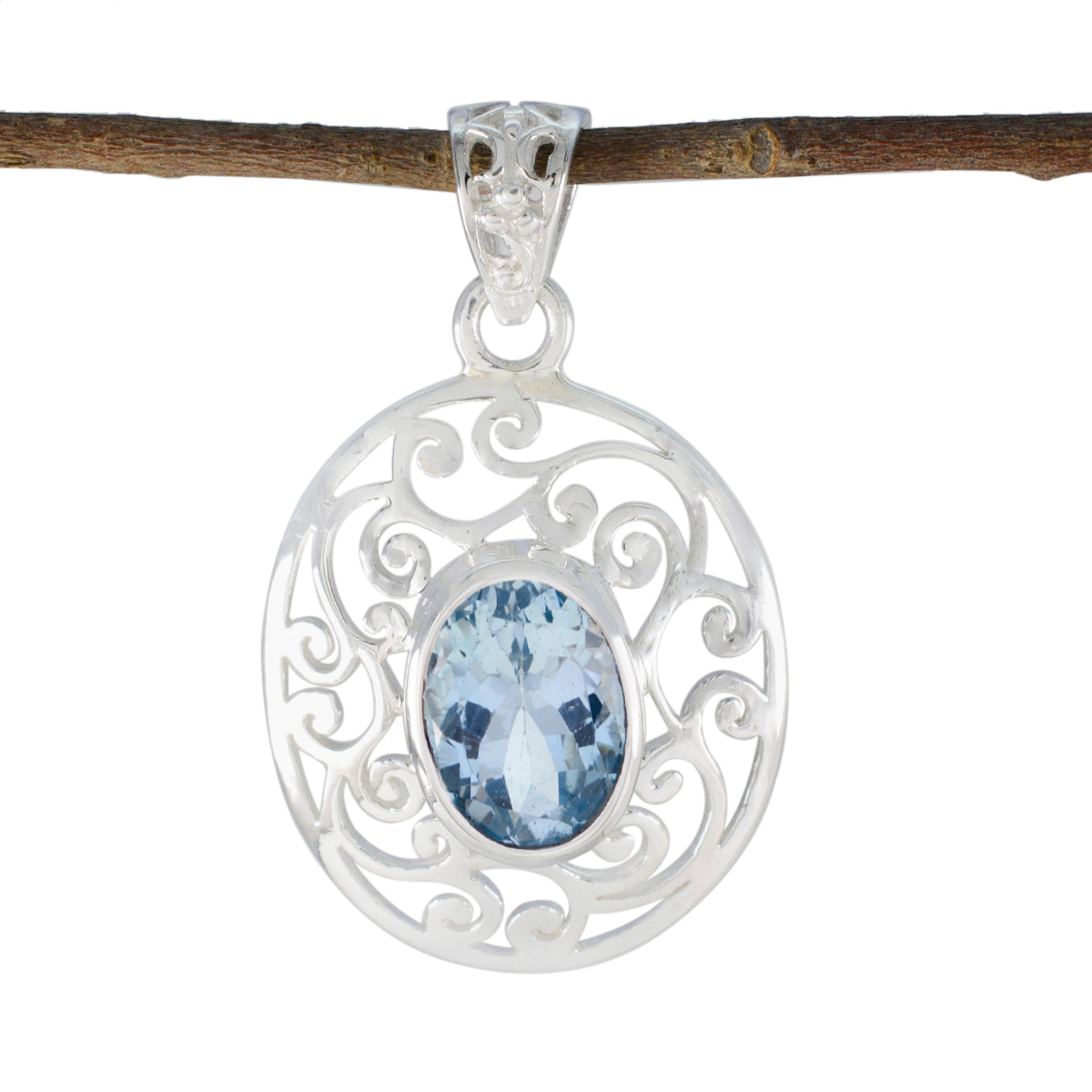 Leah Blue Geometric Mid-weight Pendant Blue Topaz Blue Blue