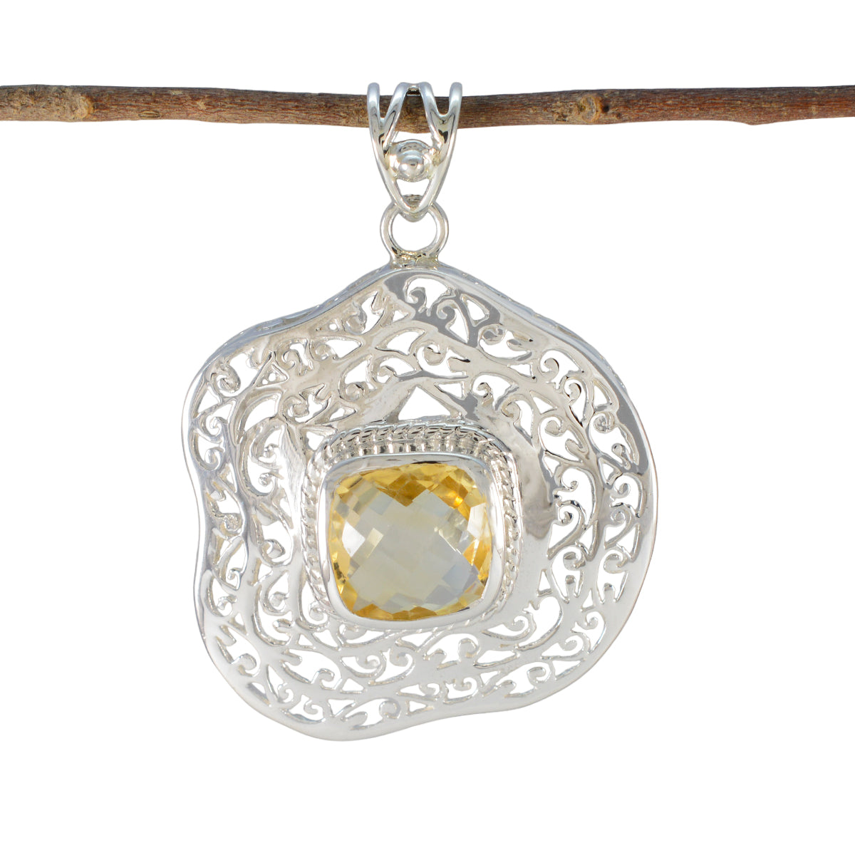 Lucy Yellow Retro Chunky Pendant Citrine Yellow Yellow
