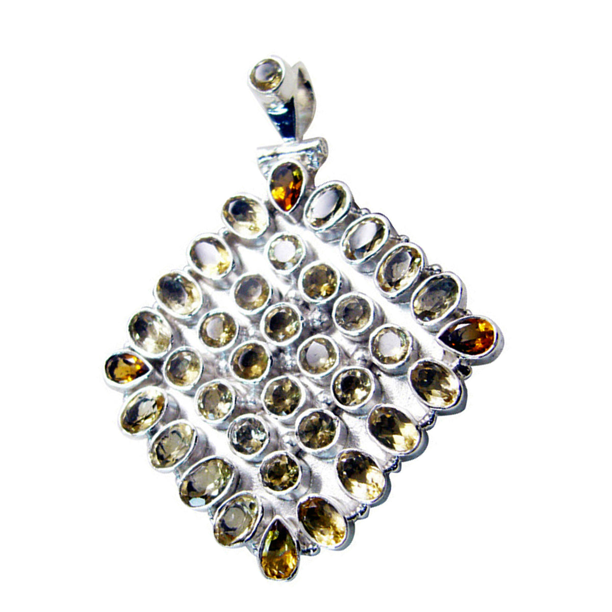 Ana Yellow Traditional Chunky Pendant Citrine Yellow Yellow