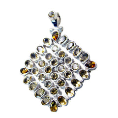 Ana Yellow Traditional Chunky Pendant Citrine Yellow Yellow