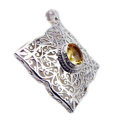 Agustina Yellow Art-Deco Chunky Pendant Citrine Yellow Yellow