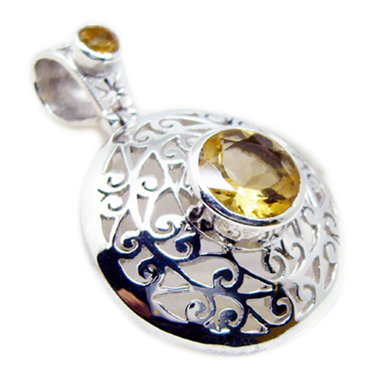 Bianca Yellow Victorian Statement Pendant Citrine Yellow Yellow
