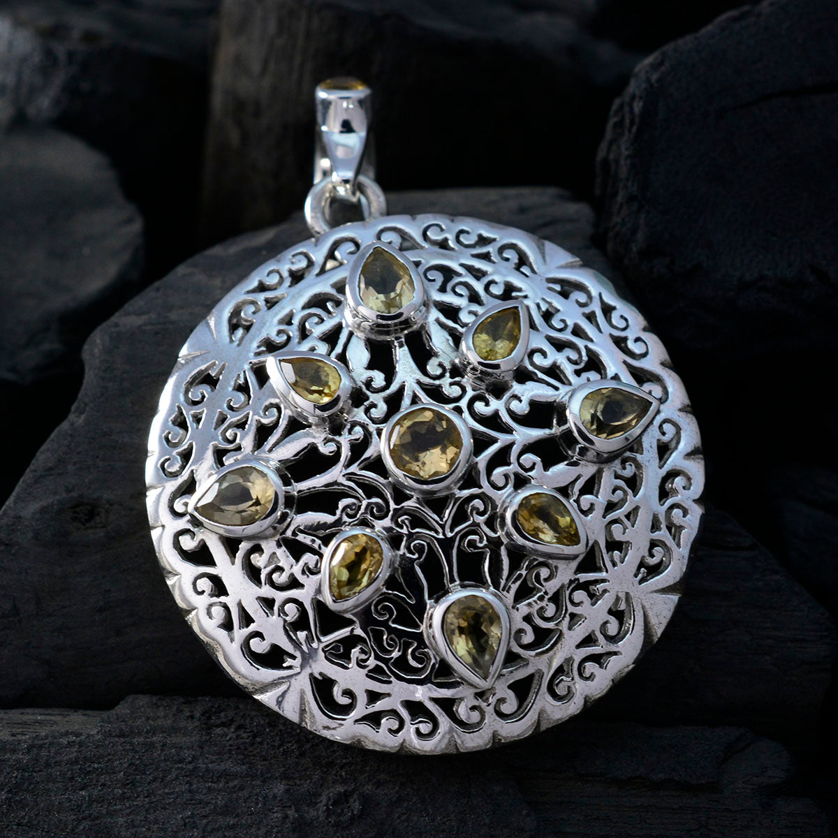 Julia Yellow Victorian Statement Pendant