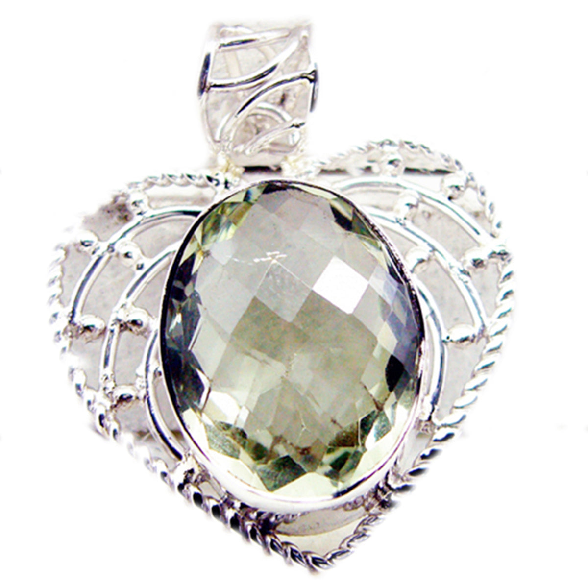 Yasmin Light Green Rope-Wire Chunky Pendant Green Amethyst Light Green Light Green