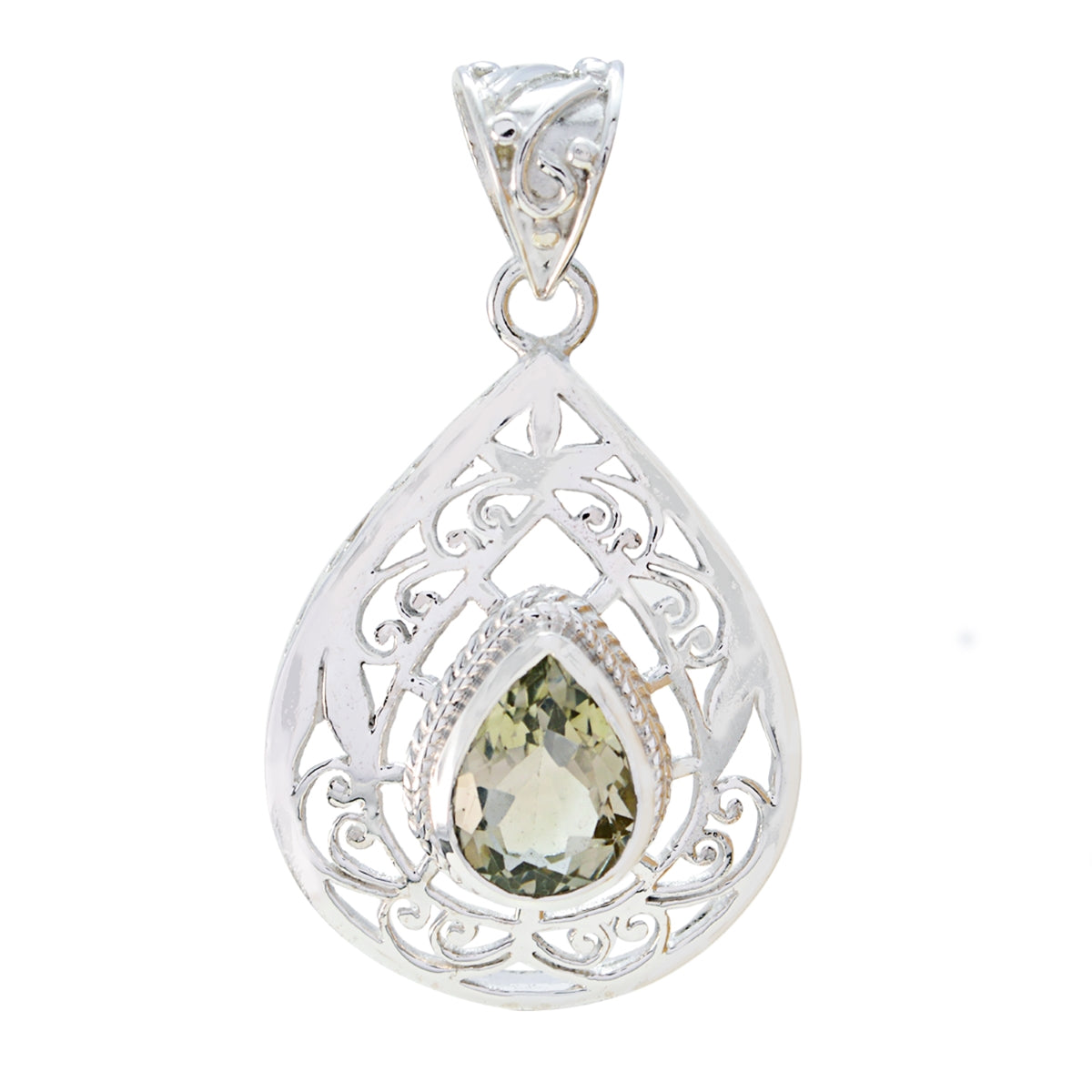 Layla Light Green Filigree Statement Pendant Green Amethyst Light Green Light Green