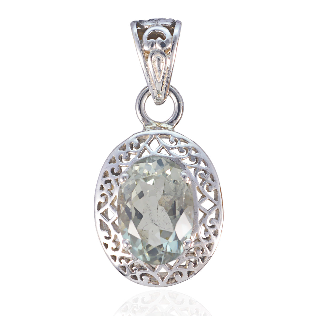 Sarah Light Green Filigree Statement Pendant Green Amethyst Light Green Light Green