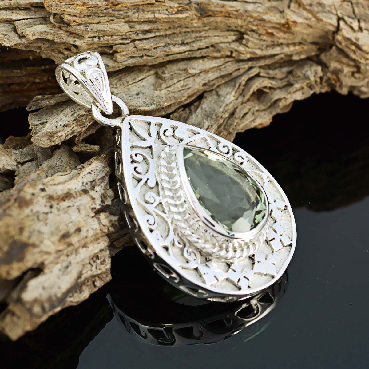 Daniela Light Green Geometric Statement Pendant