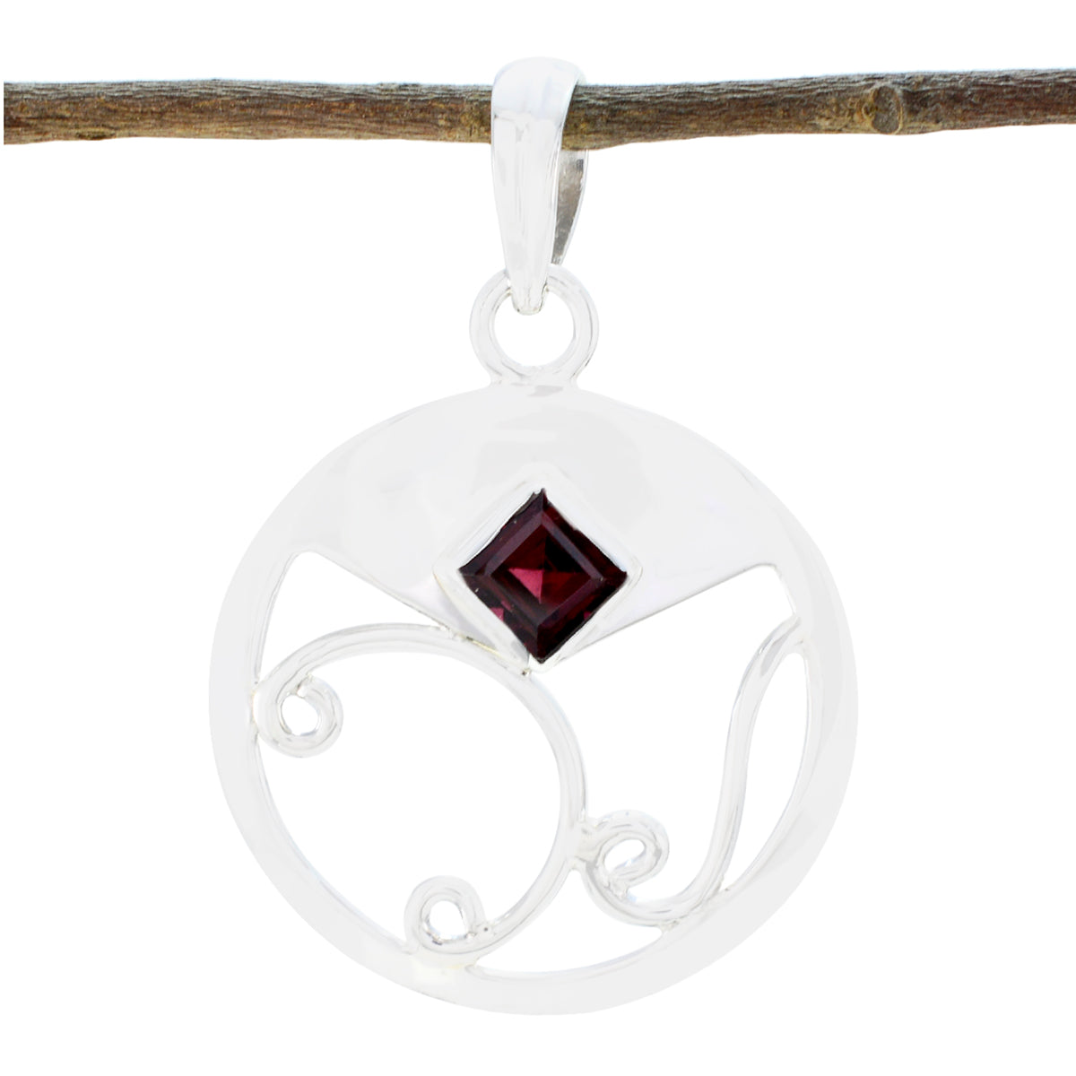 Mathilde Red Trendy Slim Pendant Garnet Red Red