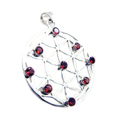 Freya Red Retro Statement Pendant Garnet Red Red