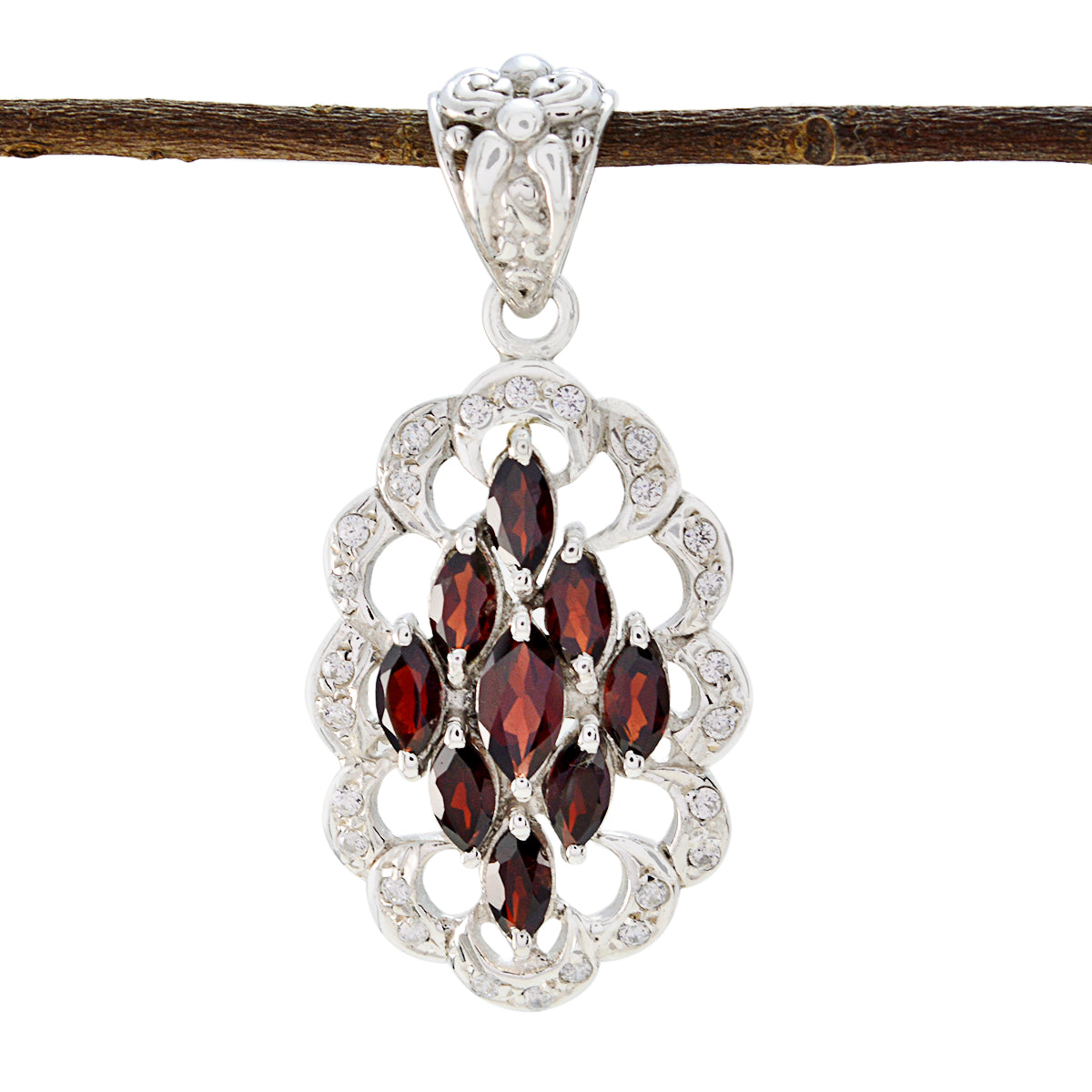 Araya Red Luxurious Slim Pendant Garnet Red Red
