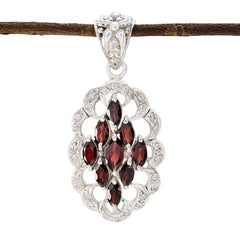 Araya Red Luxurious Slim Pendant Garnet Red Red