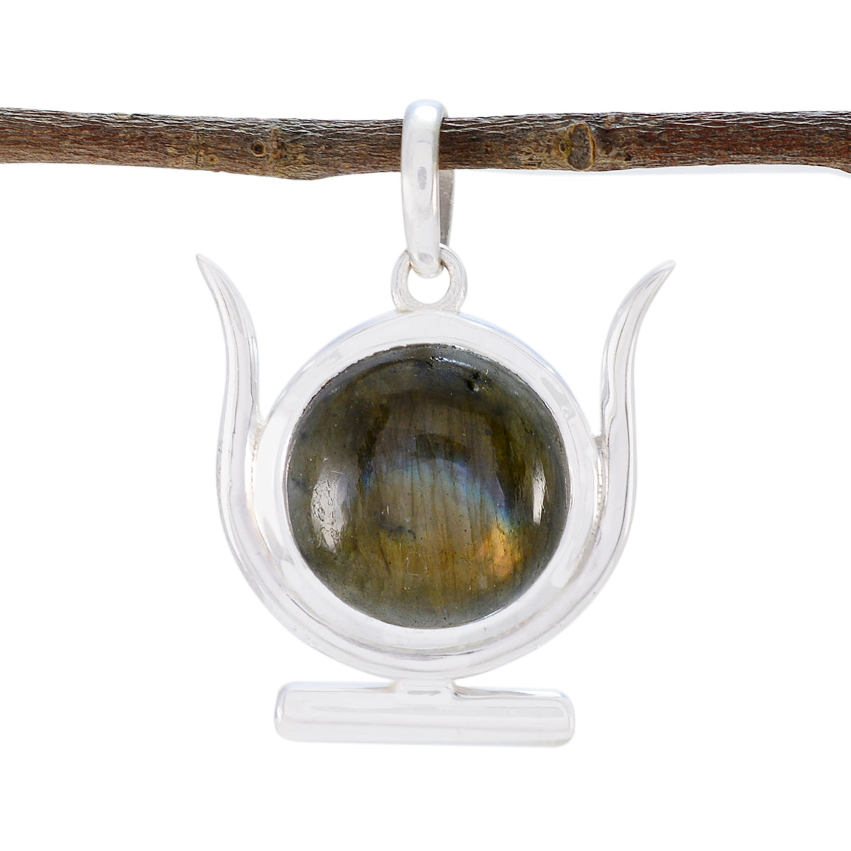 Layla Grey Sophisticated Dainty Pendant Labradorite Grey Grey