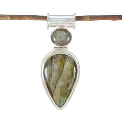 Yasmine Grey Artisan Statement Pendant Labradorite Grey Grey