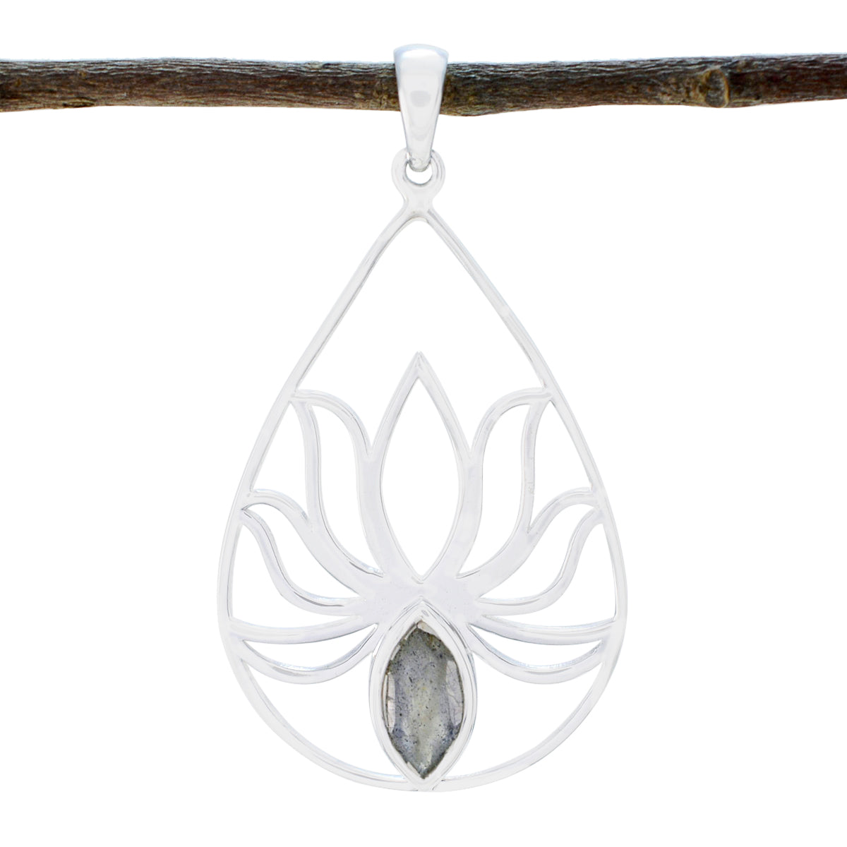 Freya Grey Rope-Wire Dainty Pendant Labradorite Grey Grey