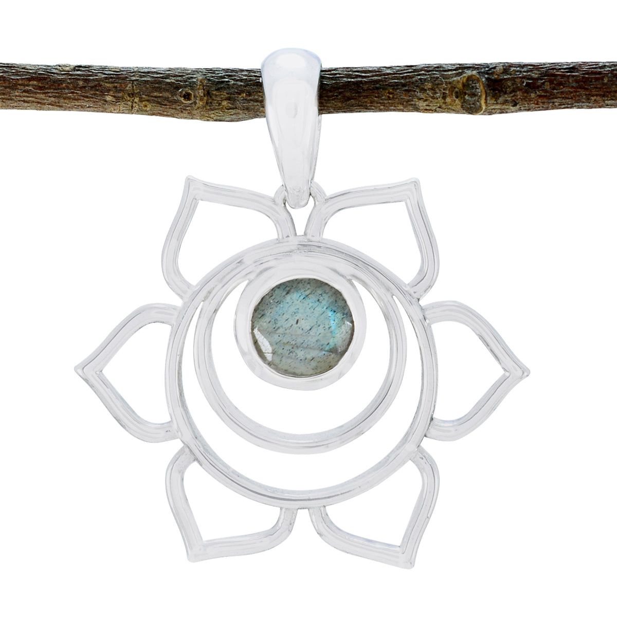 Inès Grey Rope-Wire Dainty Pendant Labradorite Grey Grey