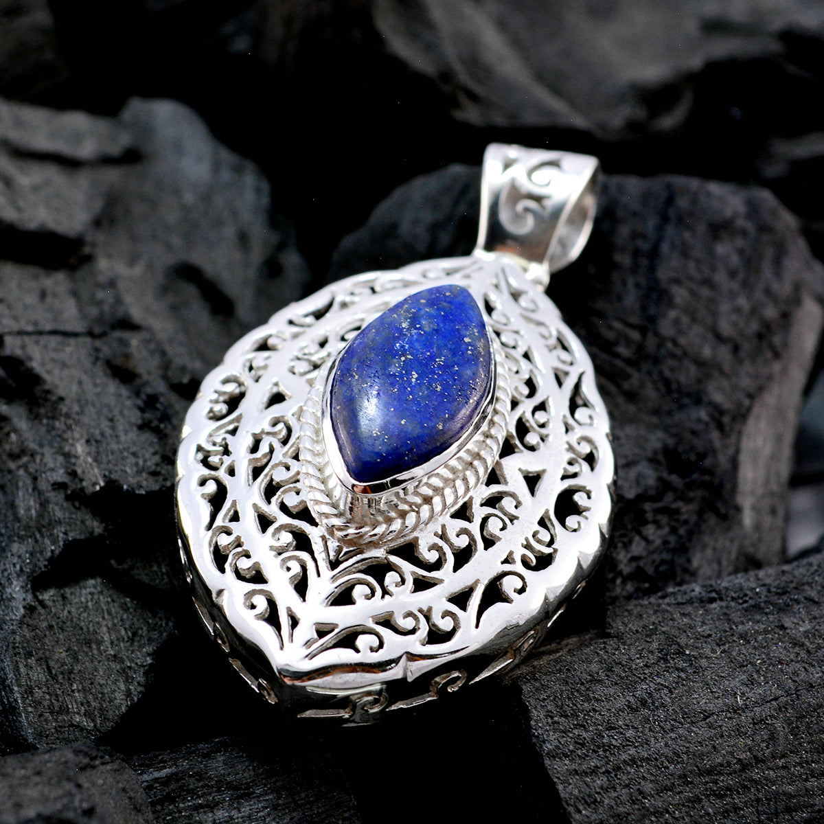 Teresa Blue Filigree Statement Pendant