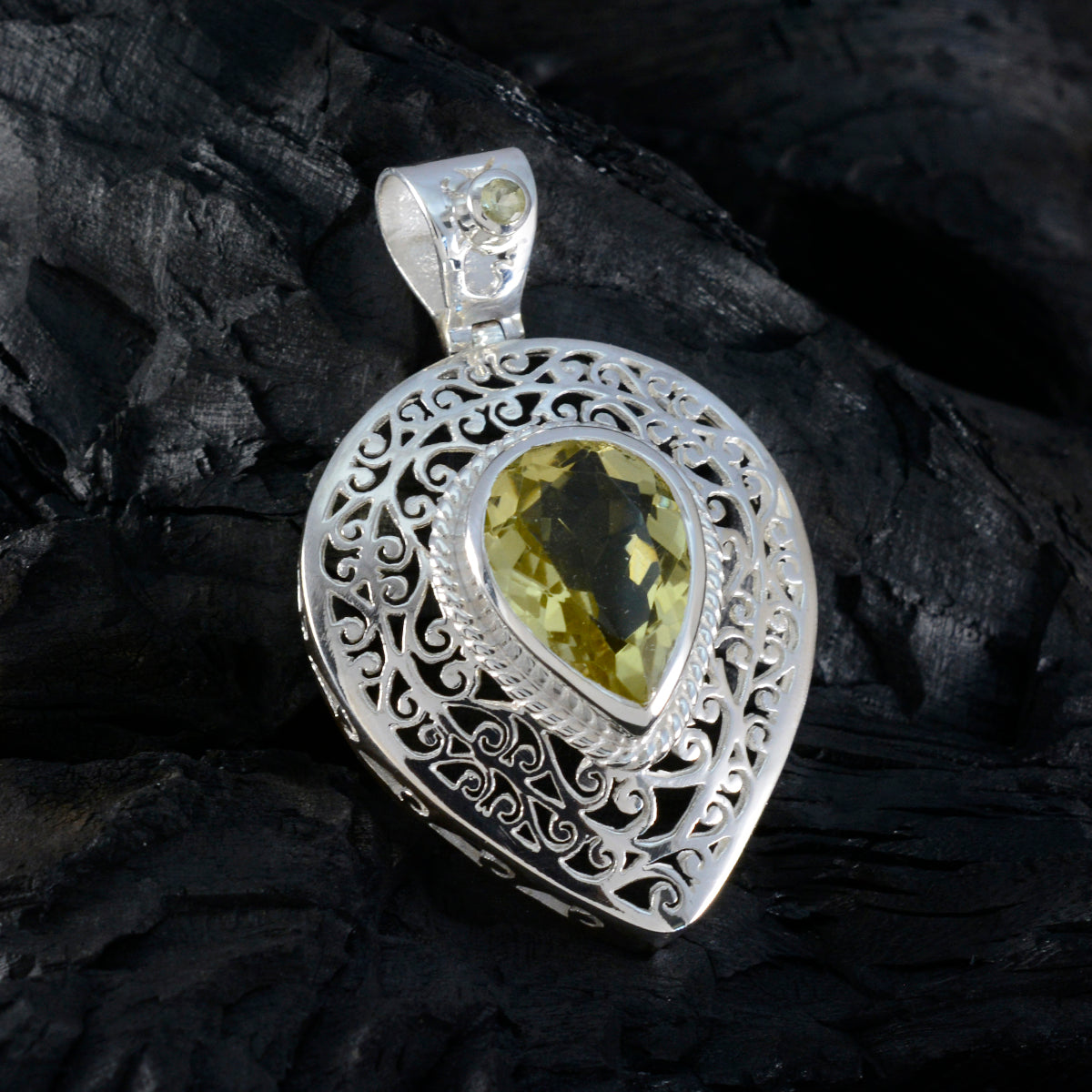 Alice Yellow Filigree Statement Pendant