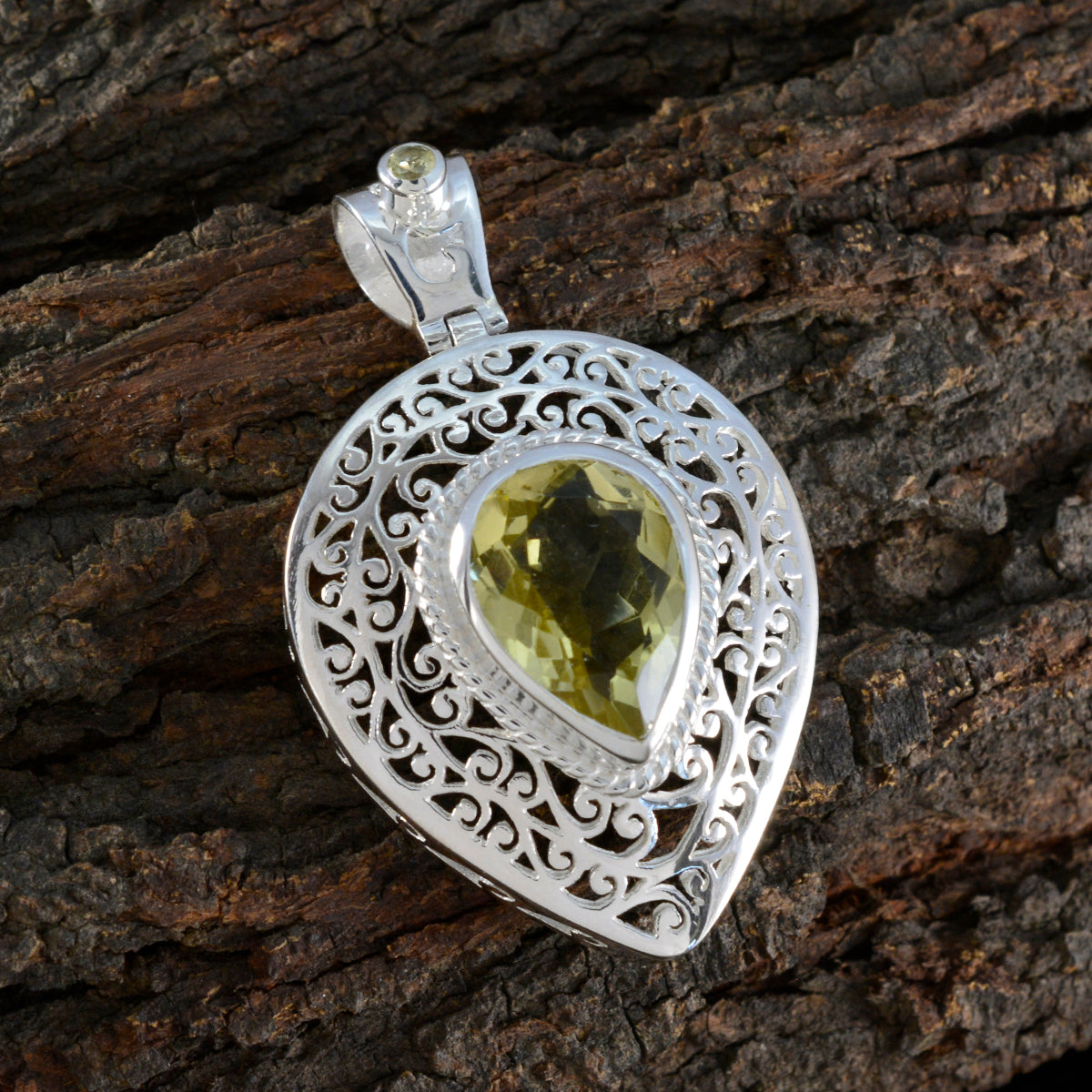 Alice Yellow Filigree Statement Pendant Lemon Quartz Yellow Yellow