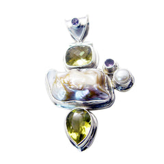 Charlotte White Boho Chunky Pendant Mother of Pearl White White