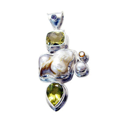 Chloe White Artisan Chunky Pendant Mother of Pearl White White