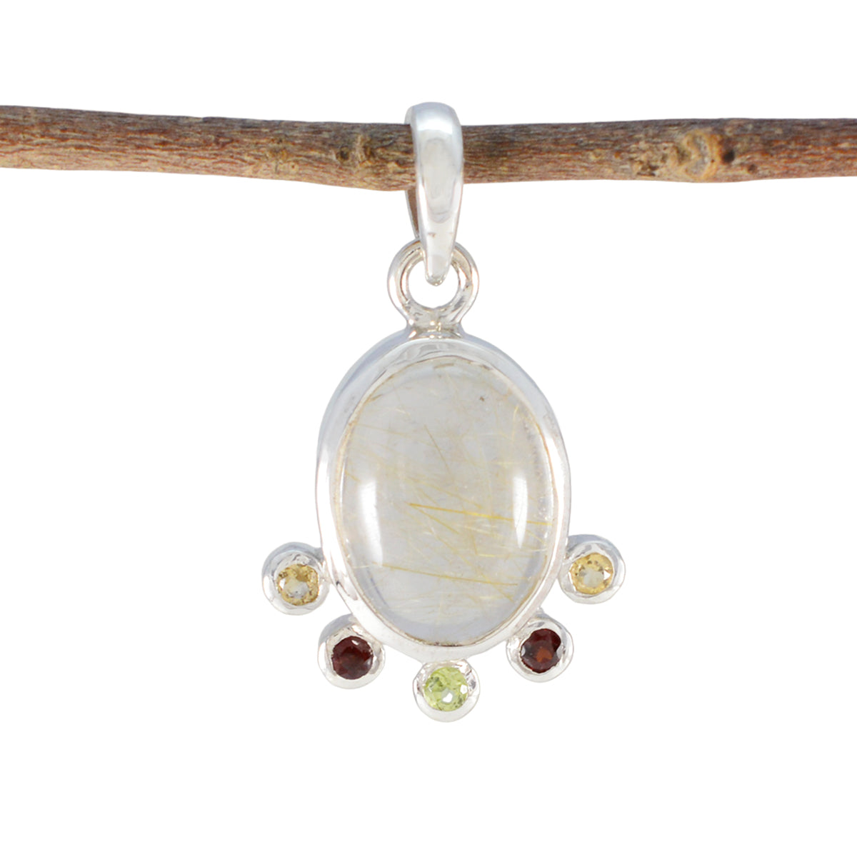 Eva multicolor Feminine Delicate Pendant Multi Stone multicolor Multicolor