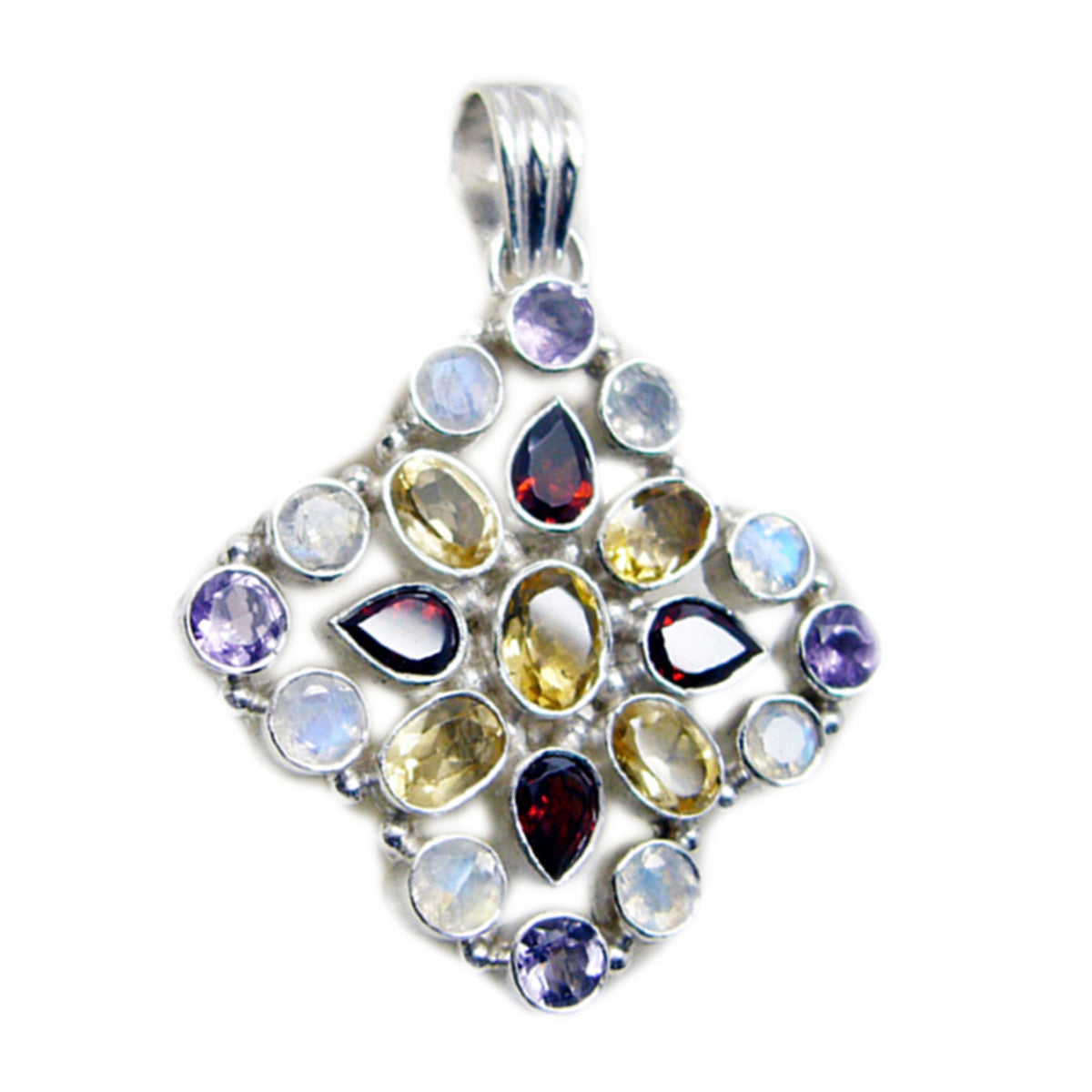 Yasmin multicolor Ethnic Chunky Pendant Multi Stone multicolor Multicolor