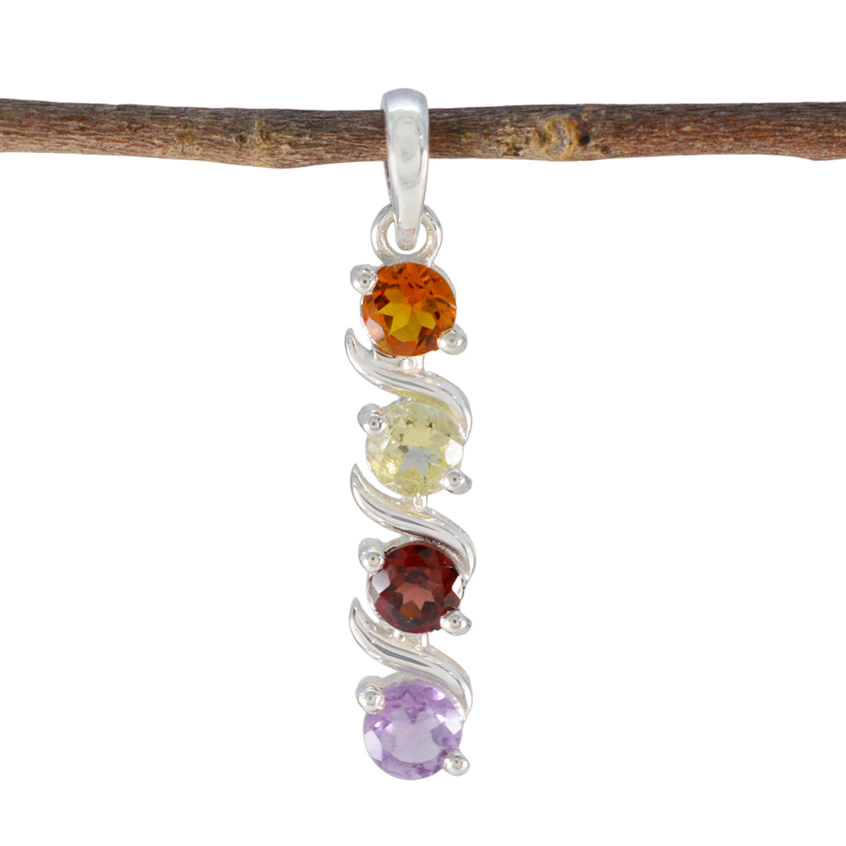 Yasmine multicolor Feminine Delicate Pendant Multi Stone multicolor Multicolor