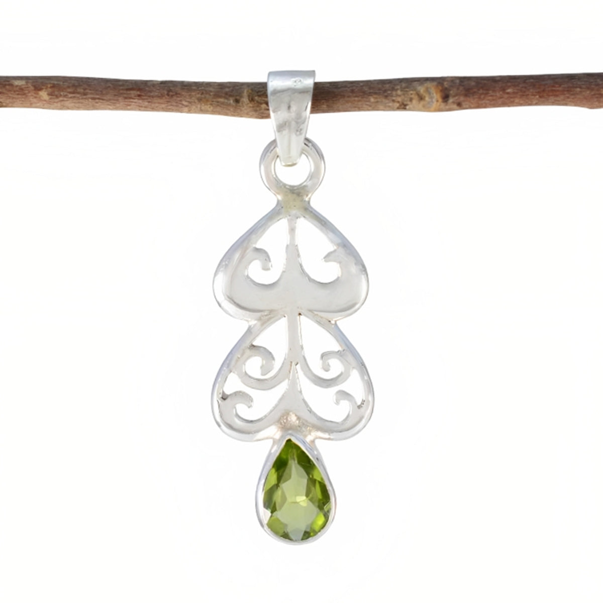 Aurora Green Art-Deco Whisper-thin Pendant Peridot Green Green