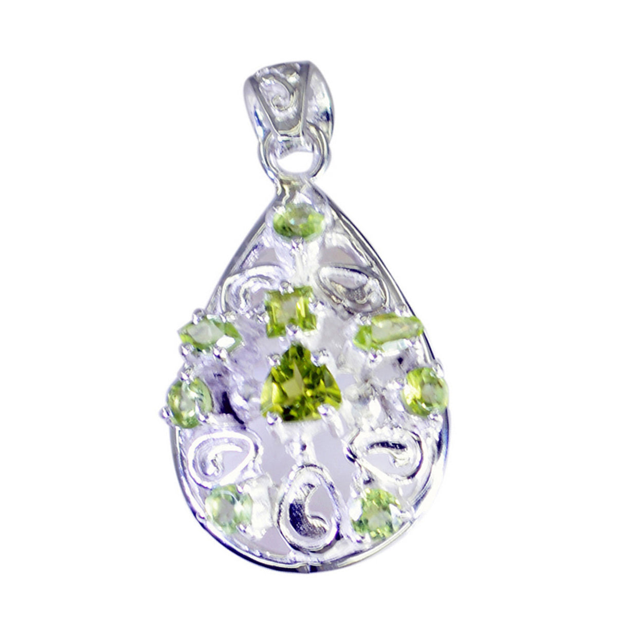 Stella Green Art-Deco Edgy Pendant Peridot Green Green