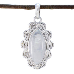 Ivana White Rope-Wire Edgy Pendant Rainbow Moonstone White White