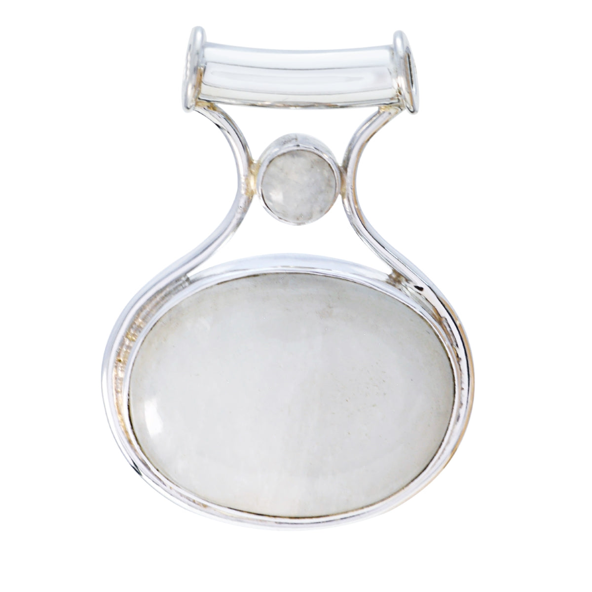 Mila White Eternity Edgy Pendant Rainbow Moonstone White White