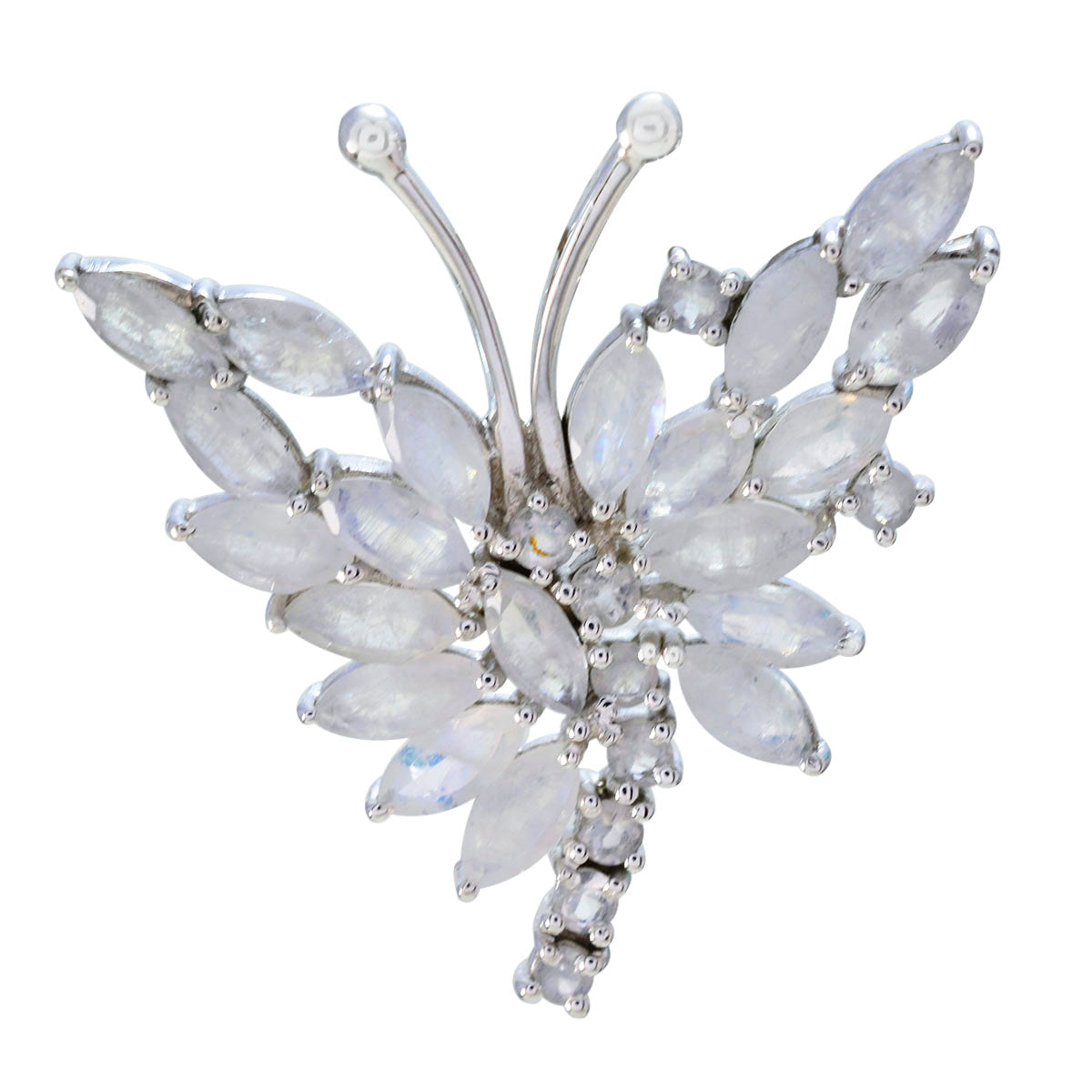 Lili White Glamorous Statement Pendant Rainbow Moonstone White White
