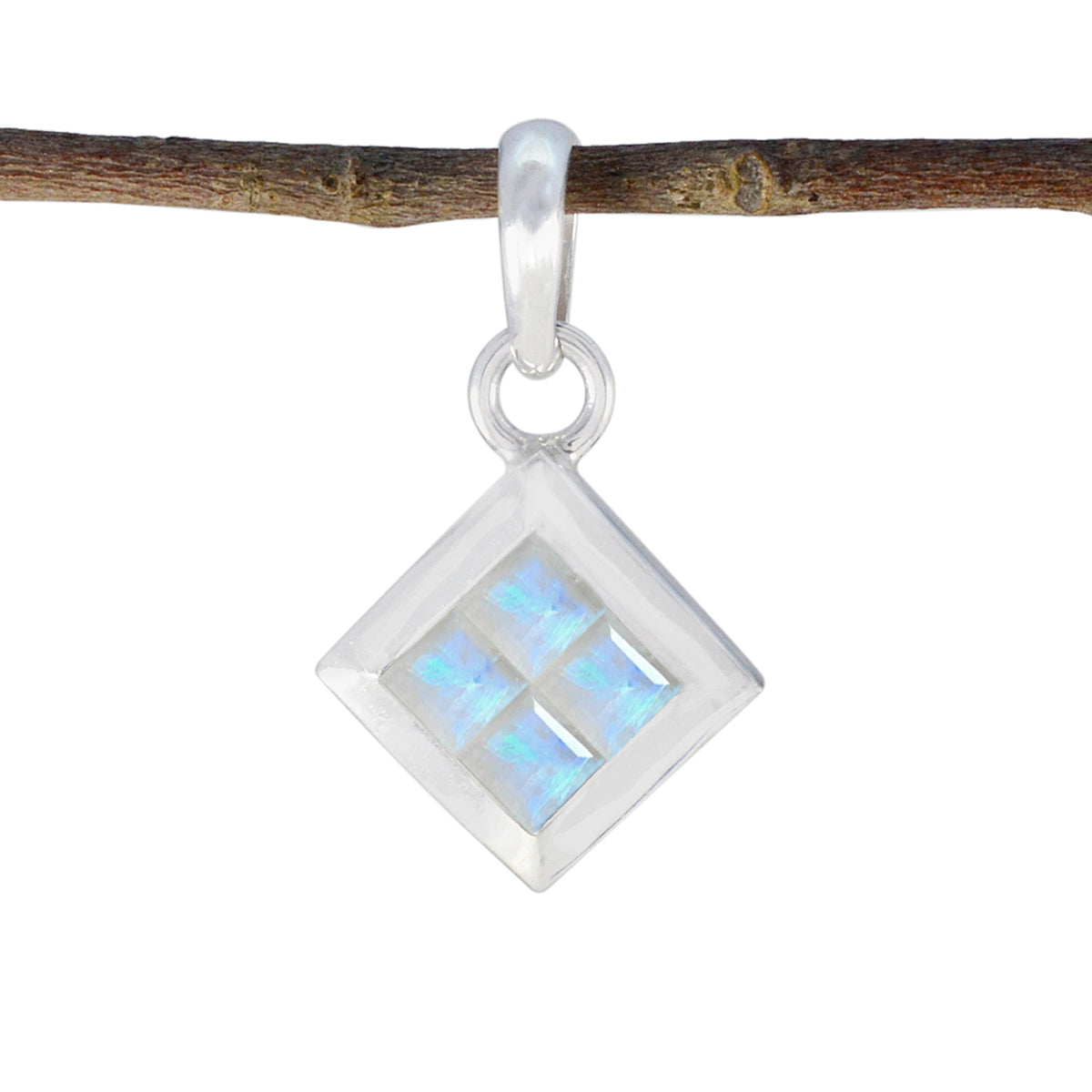 Mia White Engagement Whisper-thin Pendant Rainbow Moonstone White White