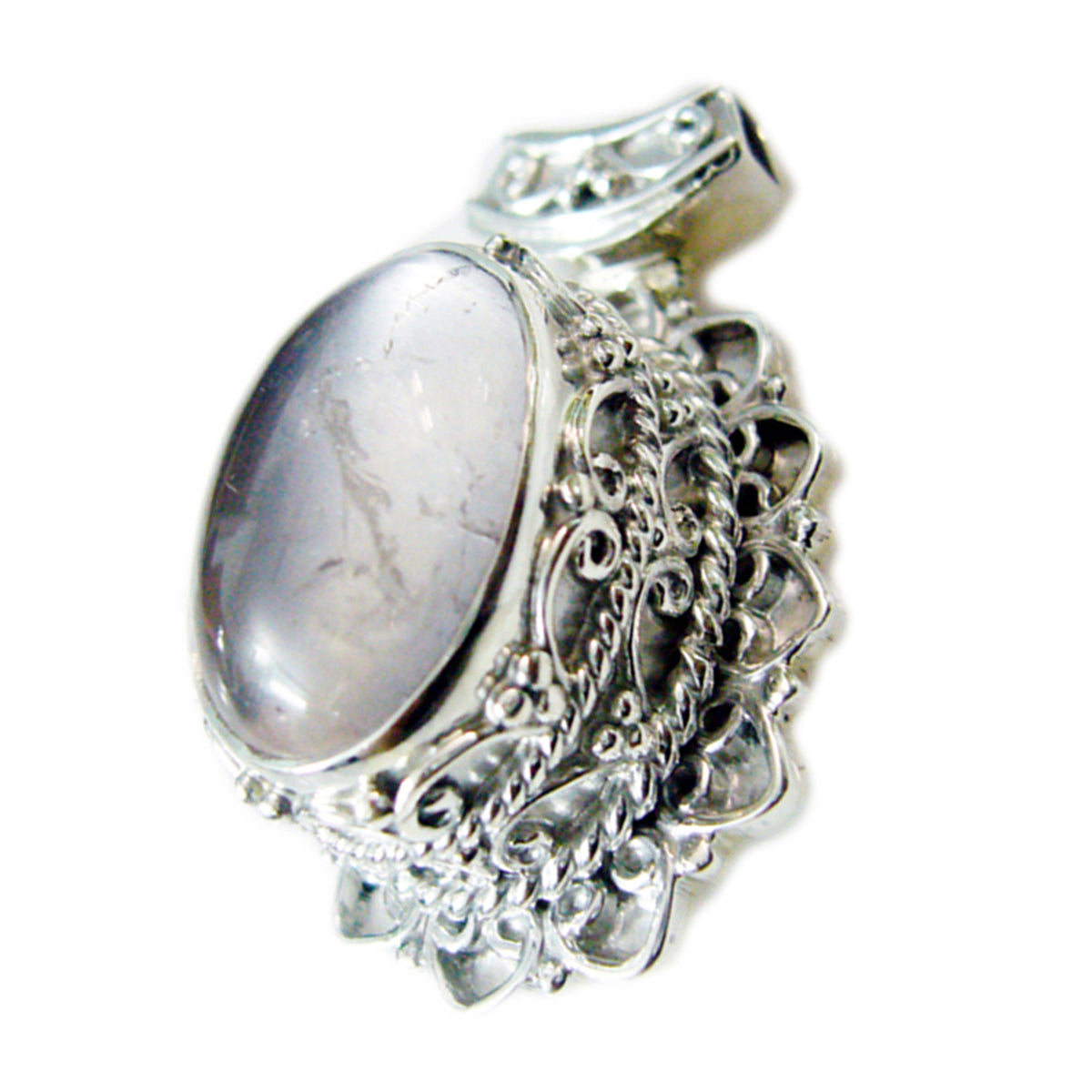 Gabriela Pink Rope-Wire Chunky Pendant Rose Quartz Pink Pink