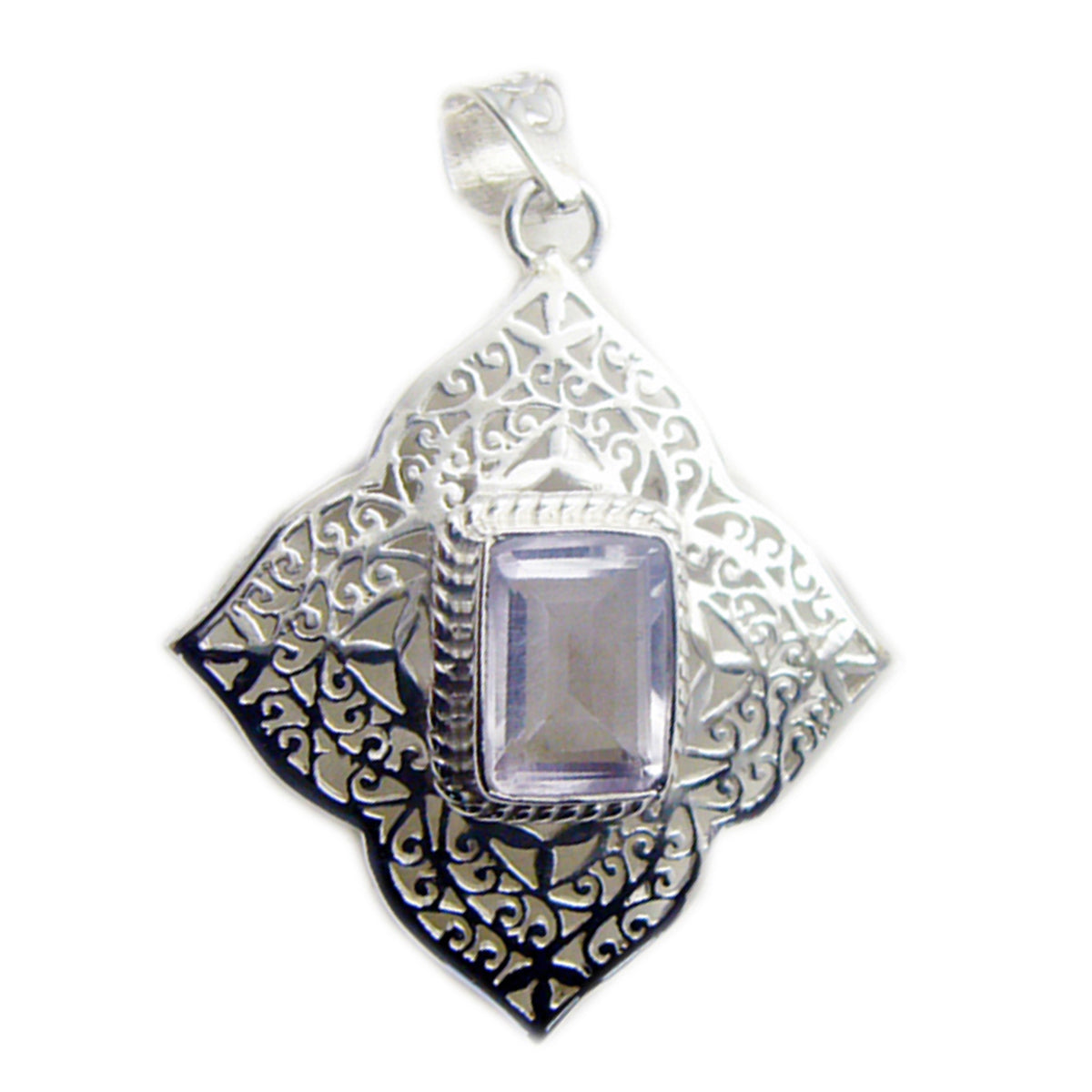 Yasmine Pink Vintage Statement Pendant Rose Quartz Pink Pink