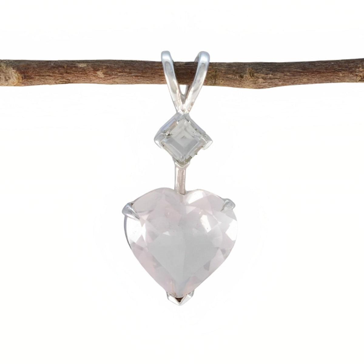 Zoe Pink Engagement Dainty Pendant Rose Quartz Pink Pink