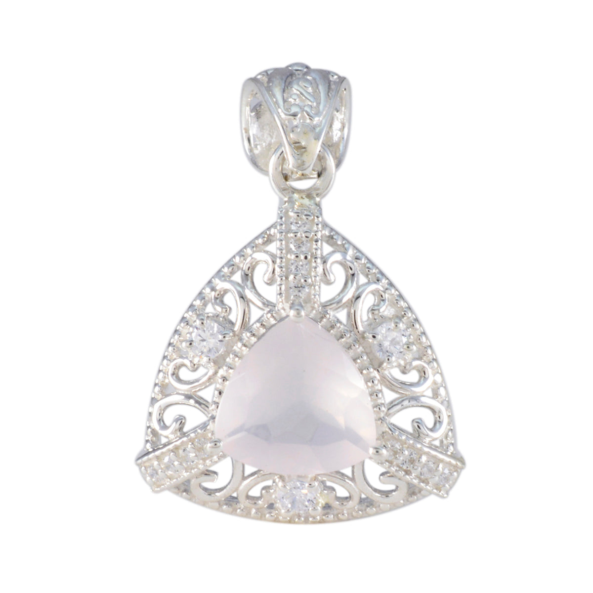 Cecilia Pink Rope-Wire Eye-catching Pendant Rose Quartz Pink Pink
