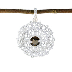 Pilar Brown Geometric Dainty Pendant Smoky Quartz Brown Brown