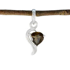 Aiko Brown Heart Minimalist Pendant Smoky Quartz Brown Brown