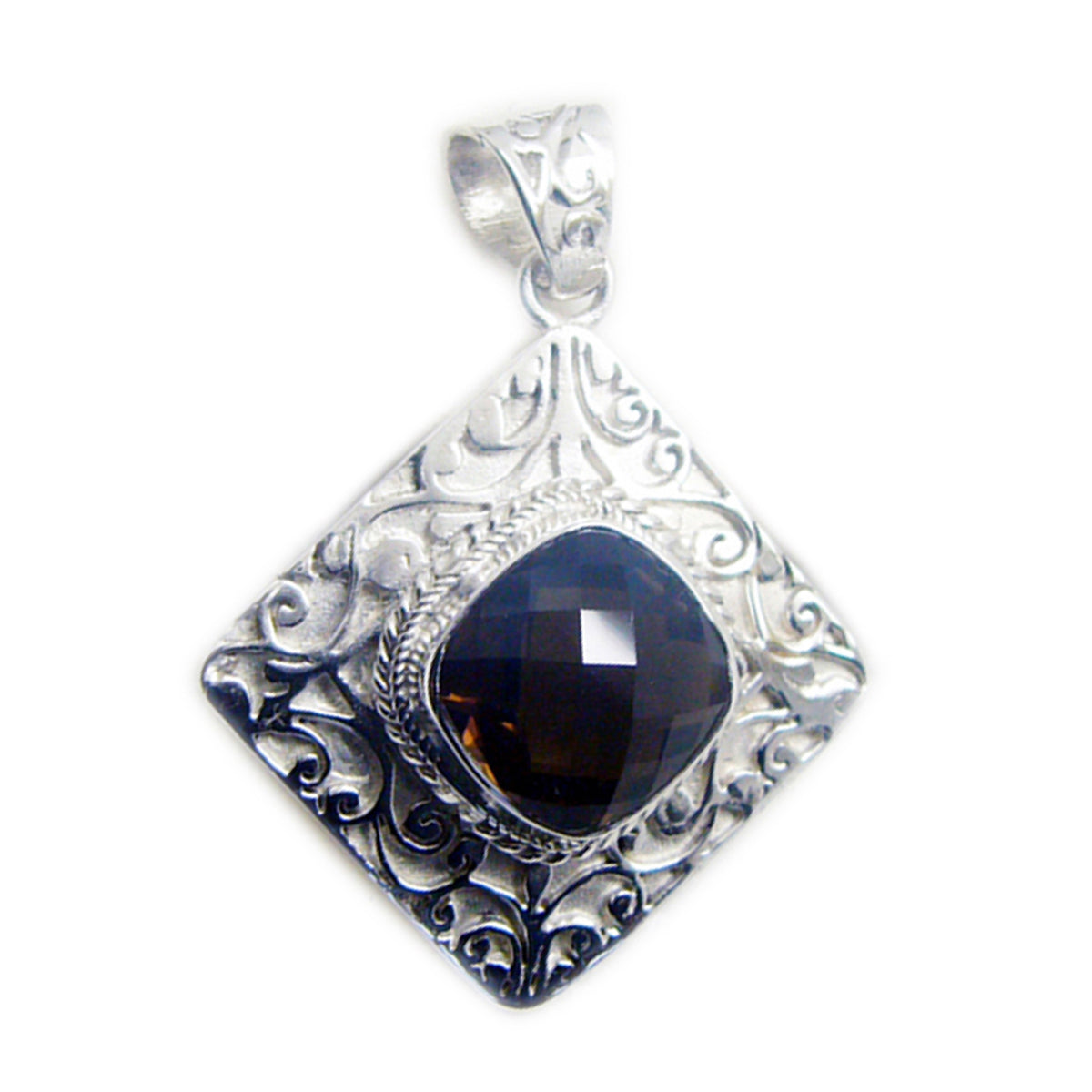 Penelope Brown Vintage Statement Pendant Smoky Quartz Brown Brown