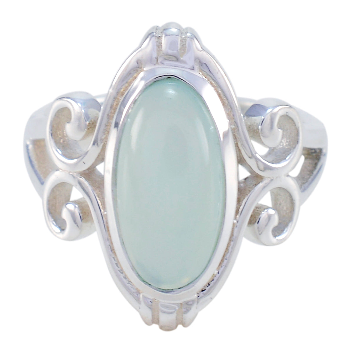 Violet Rope-Wire Aqua Solitaire Ring Aqua Chalcedony Green