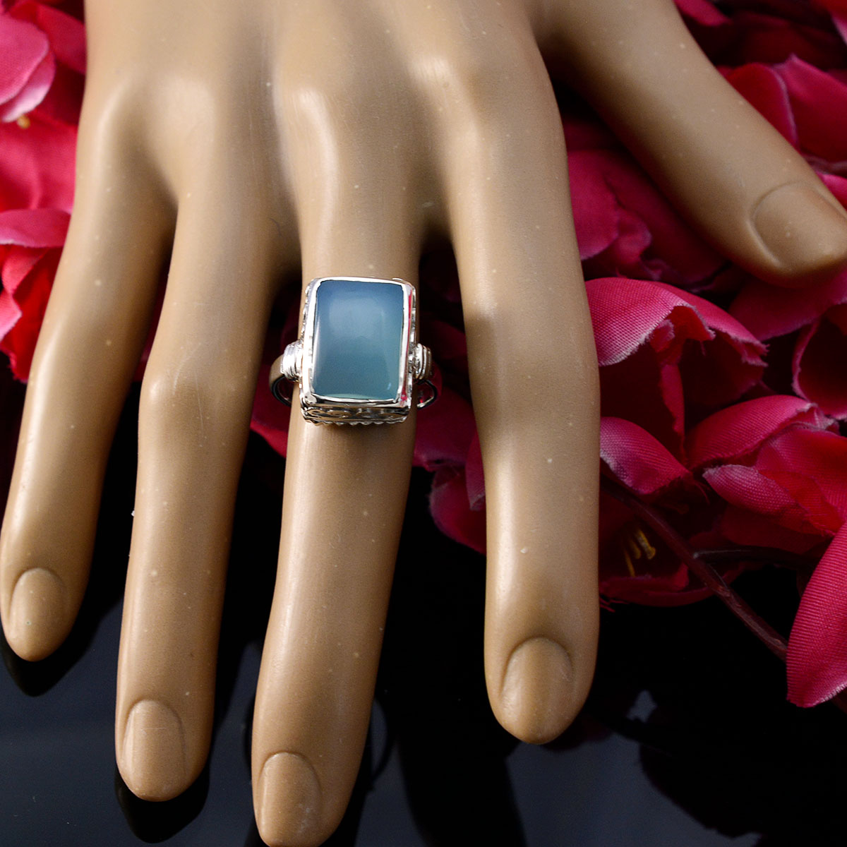Natalia Contemporary Aqua Solitaire Ring