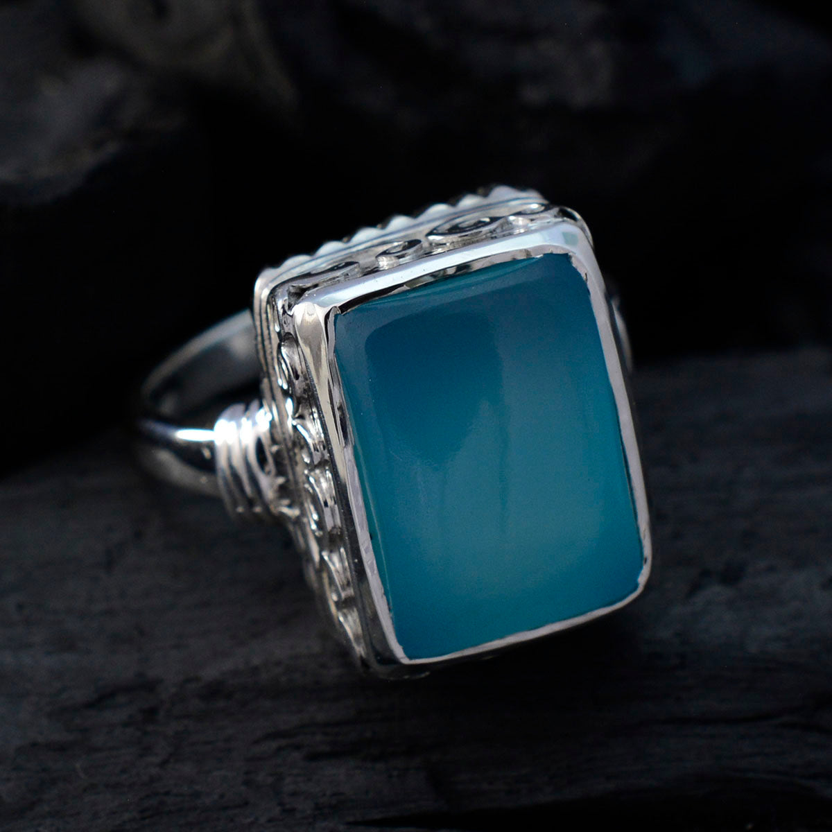 Natalia Contemporary Aqua Solitaire Ring