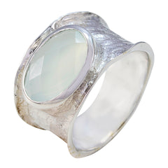 Alina Oversized Aqua Solitaire Band Aqua Chalcedony Green