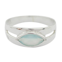 Andrea Trendy Aqua Solitaire Ring Aqua Chalcedony Green