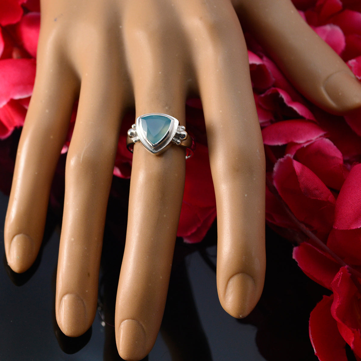 Evelyn Boho Aqua Solitaire Ring