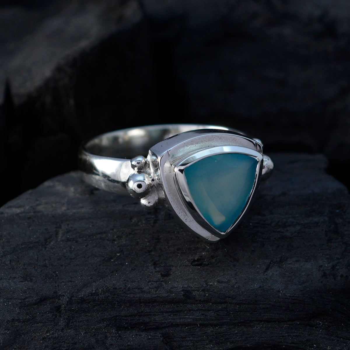 Evelyn Boho Aqua Solitaire Ring